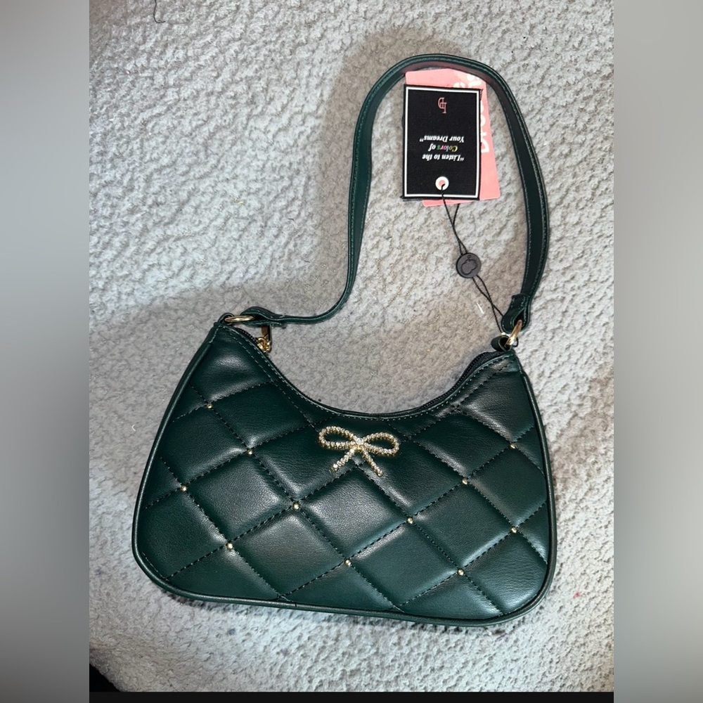 Elegant Green Quilted Handbag